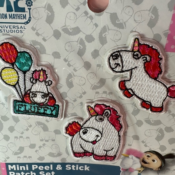 Despicable Me Minions Fluffy Unicorn Patches set of 3 NWT - Picture 3 of 5